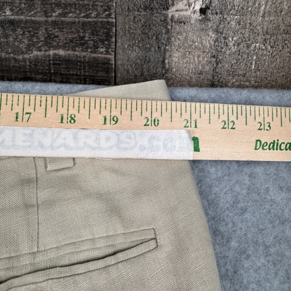 Calvin Klein Pants Mens 42x29 Beige Cream 100% Linen Flat Front Dress Trousers
